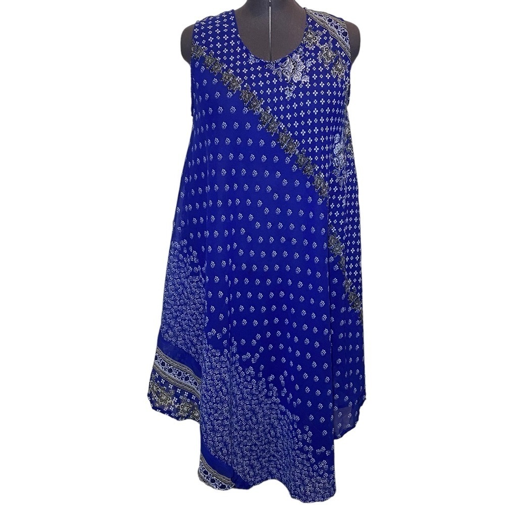 Ana & Rose women's plus one size lined maxi sleeveless blue floral dress